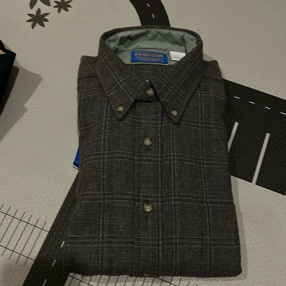 Vtg Pendleton Board Plaid Wool Flannel Button Down Shirt USA M